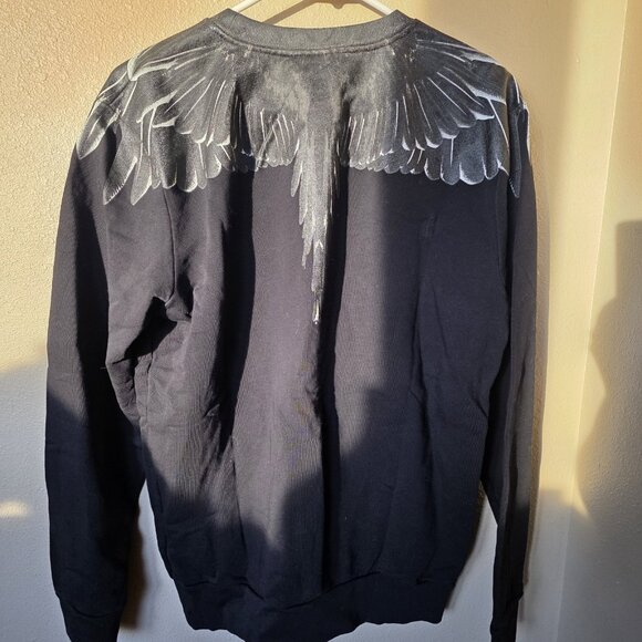 Marcelo Burlon Wings Crewneck Sweatshirt - Black & White - Small designer Street - Picture 2 of 7